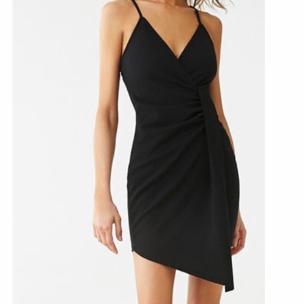 Asymmetrical black cocktail dress